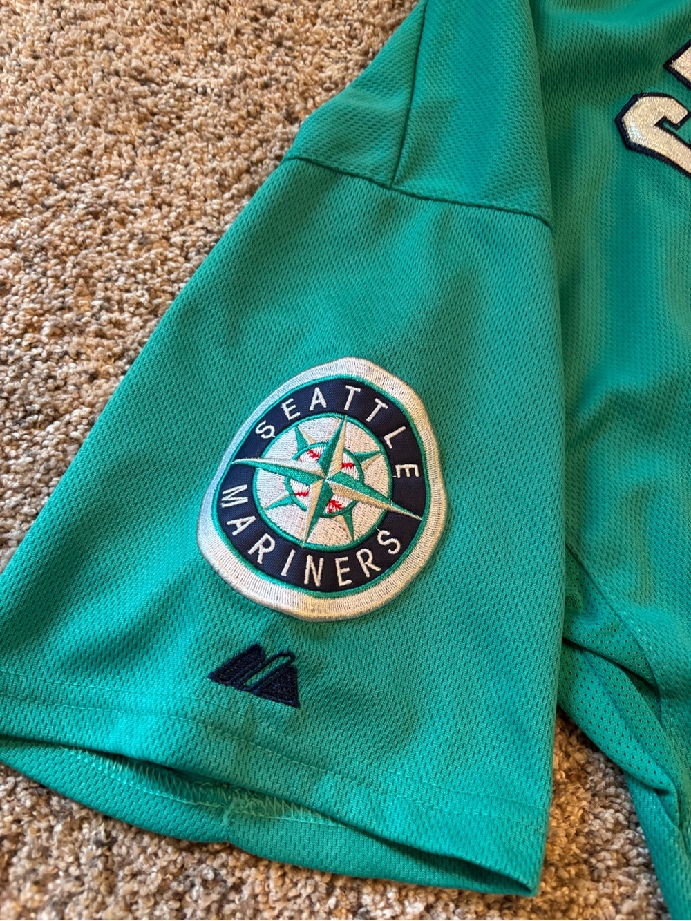 Seattle Mariners Majestic teal jersey- #24 Griffey - Picture 4 of 5